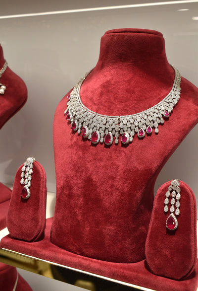 Red Pearl Silver Finish Jewelry