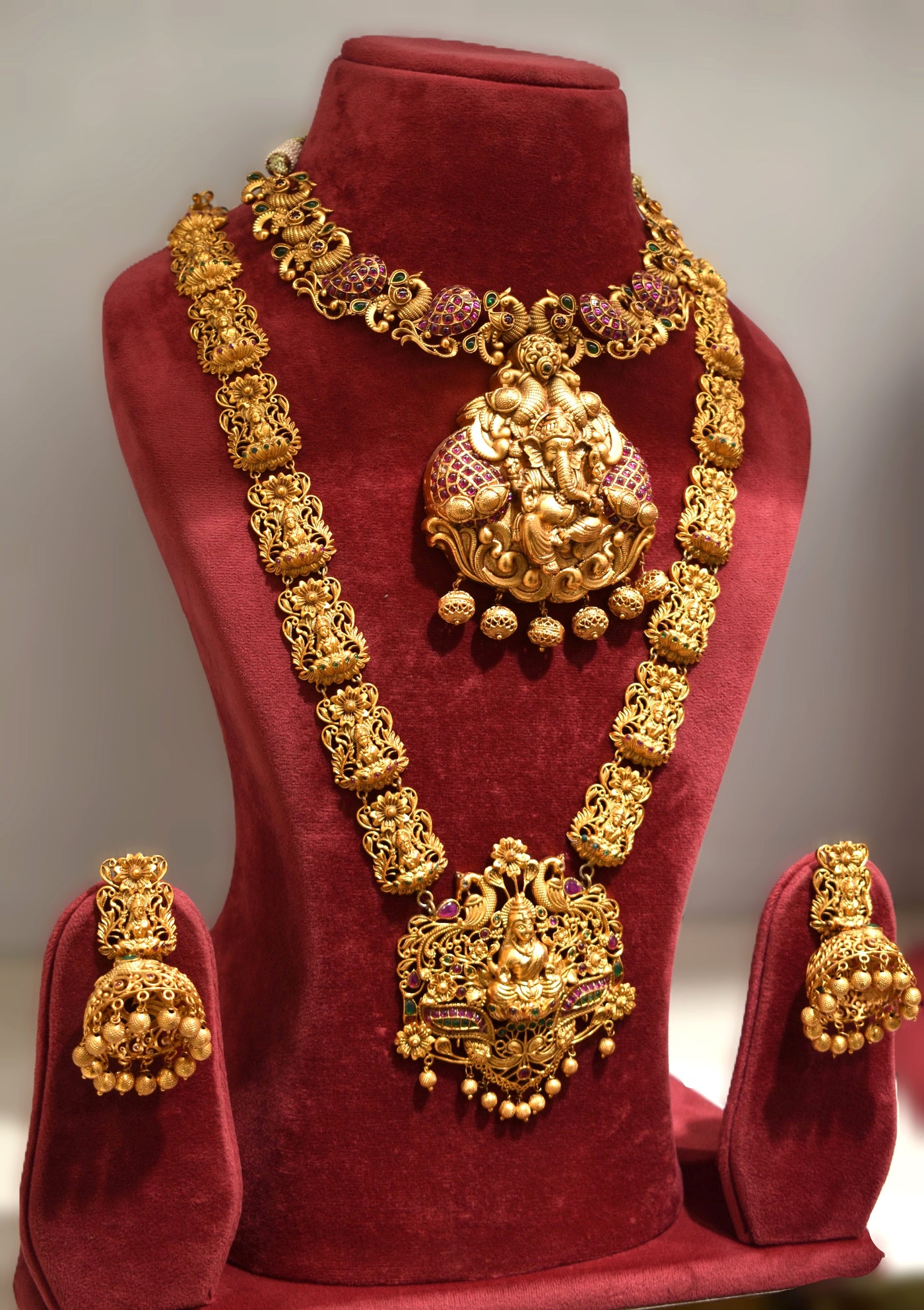 Ganesh Ji Temple Jewelry | Deep Neck Golden Finishing