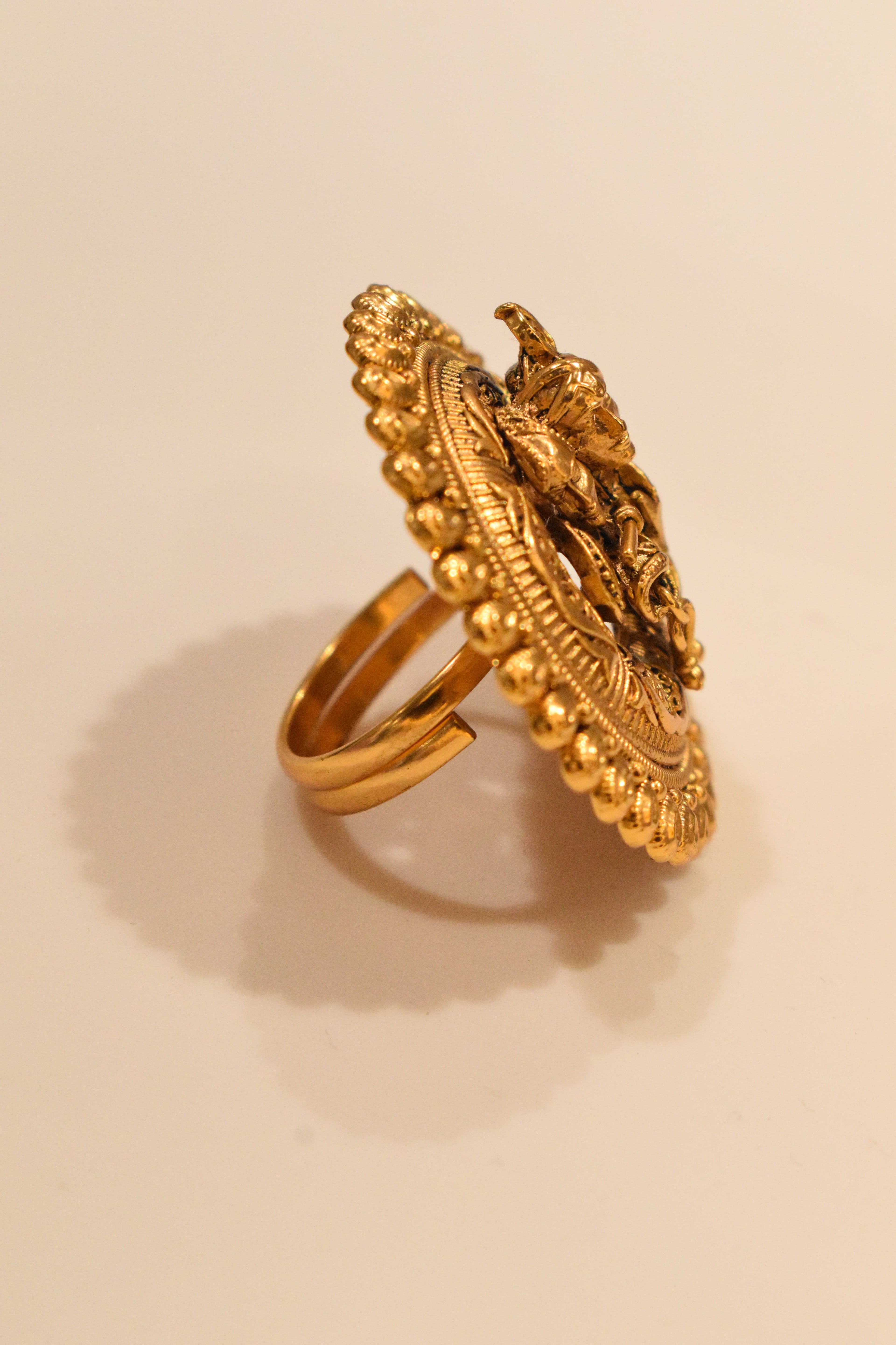 Beautiful Radha Krishna Golden Ring