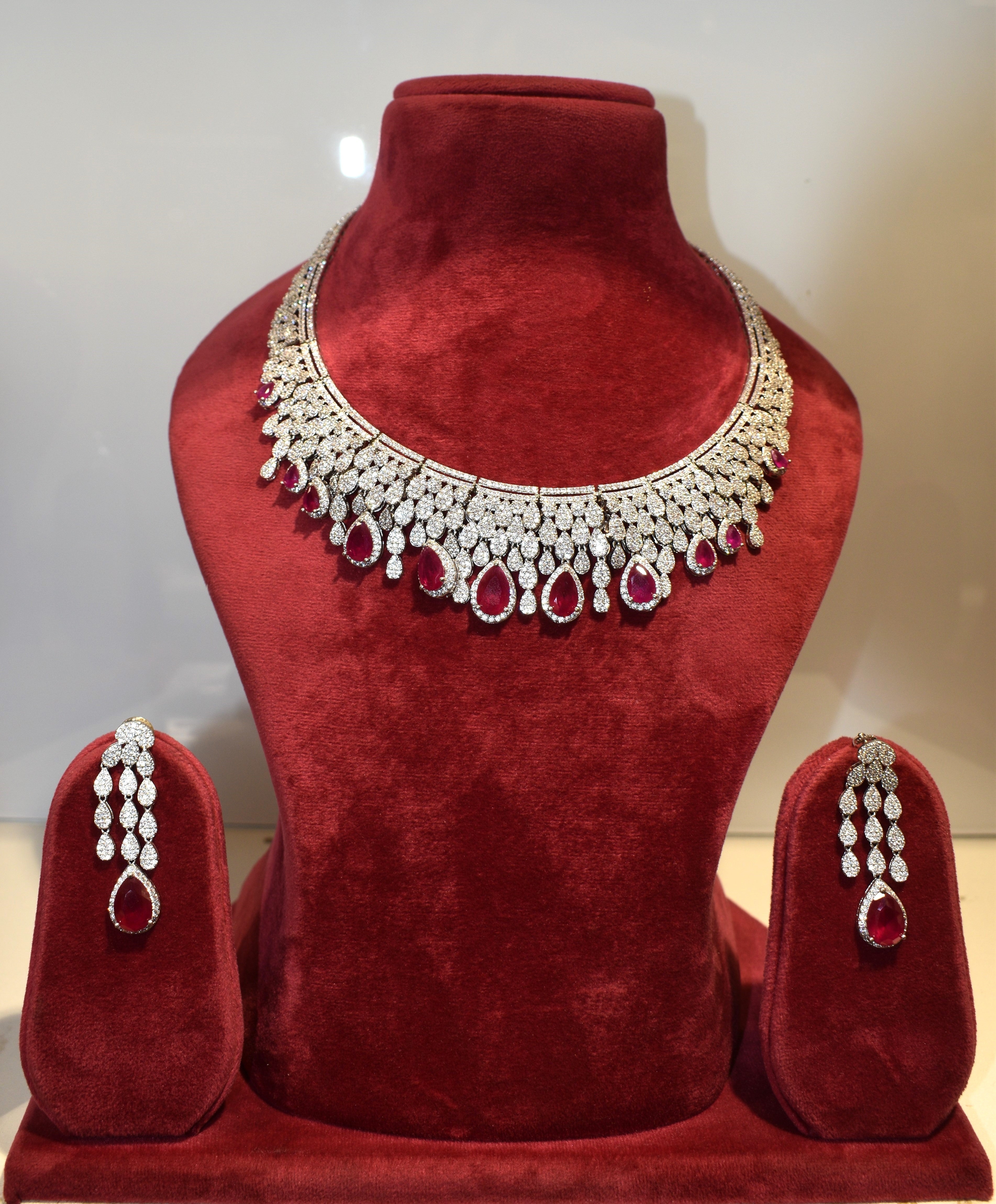 Red Pearl Silver Finish Jewelry