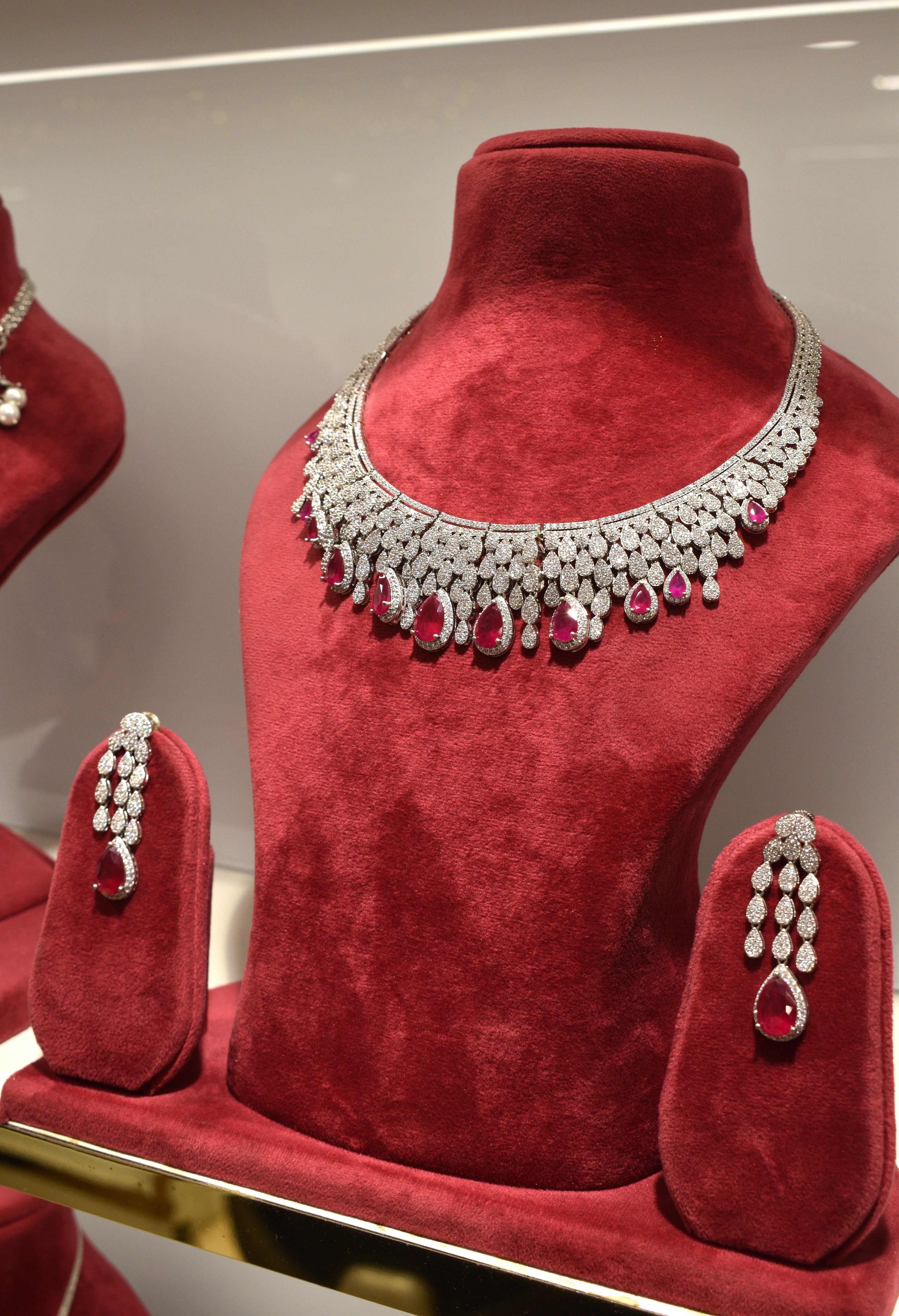 Red Pearl Silver Finish Jewelry