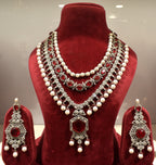 Ruby White Pearl Silver Finish Jewelry