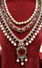 Ruby White Pearl Silver Finish Jewelry