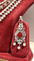 Ruby White Pearl Silver Finish Jewelry