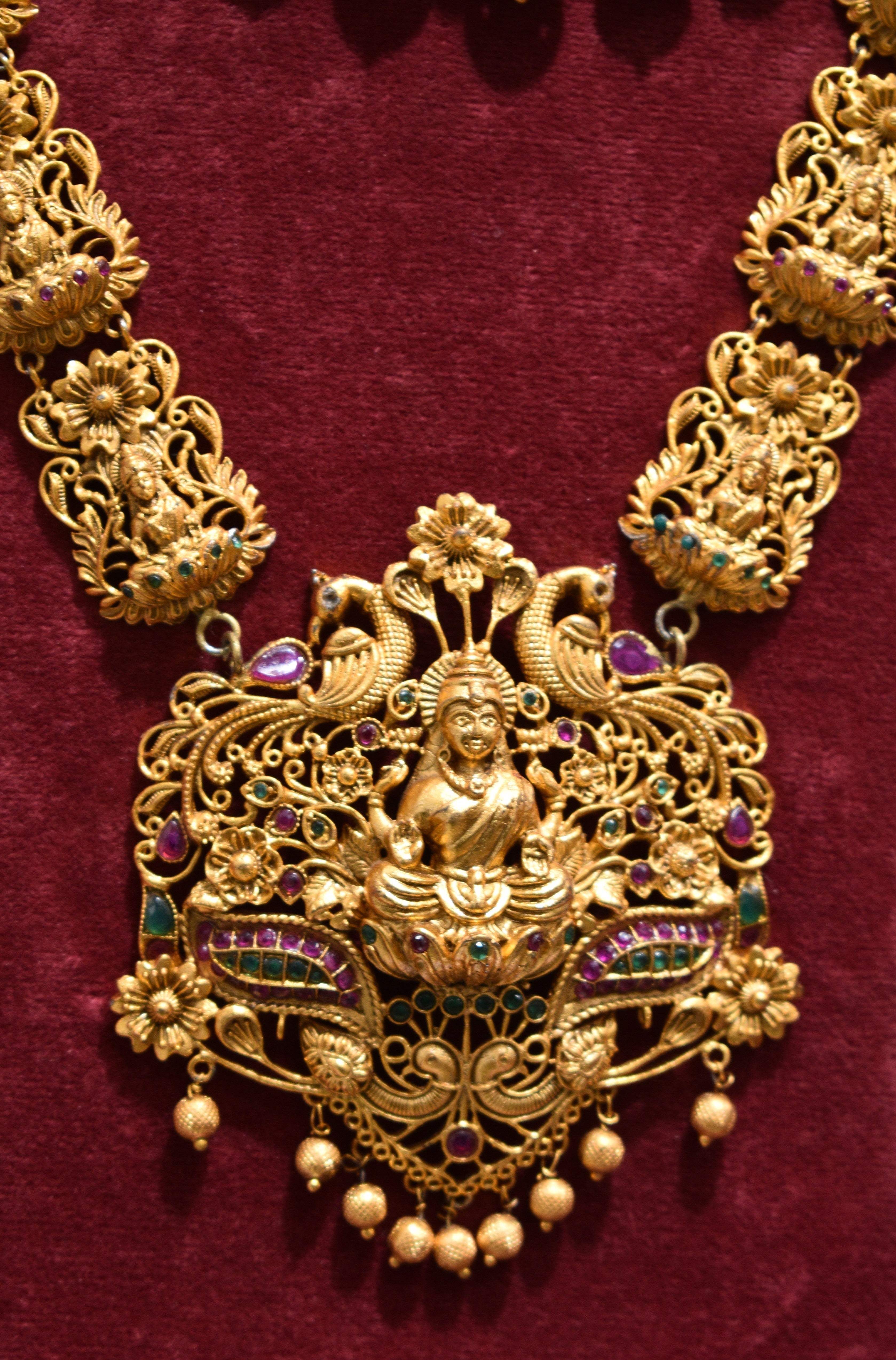 Ganesh Ji Temple Jewelry | Deep Neck Golden Finishing
