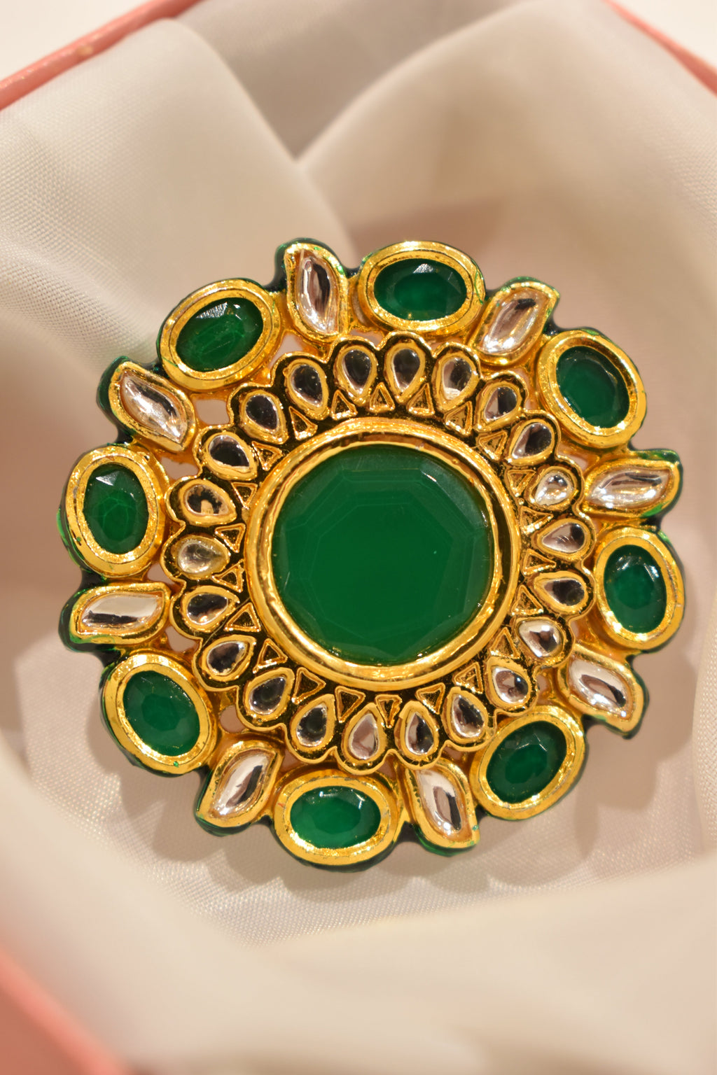 Kundan Green Ring