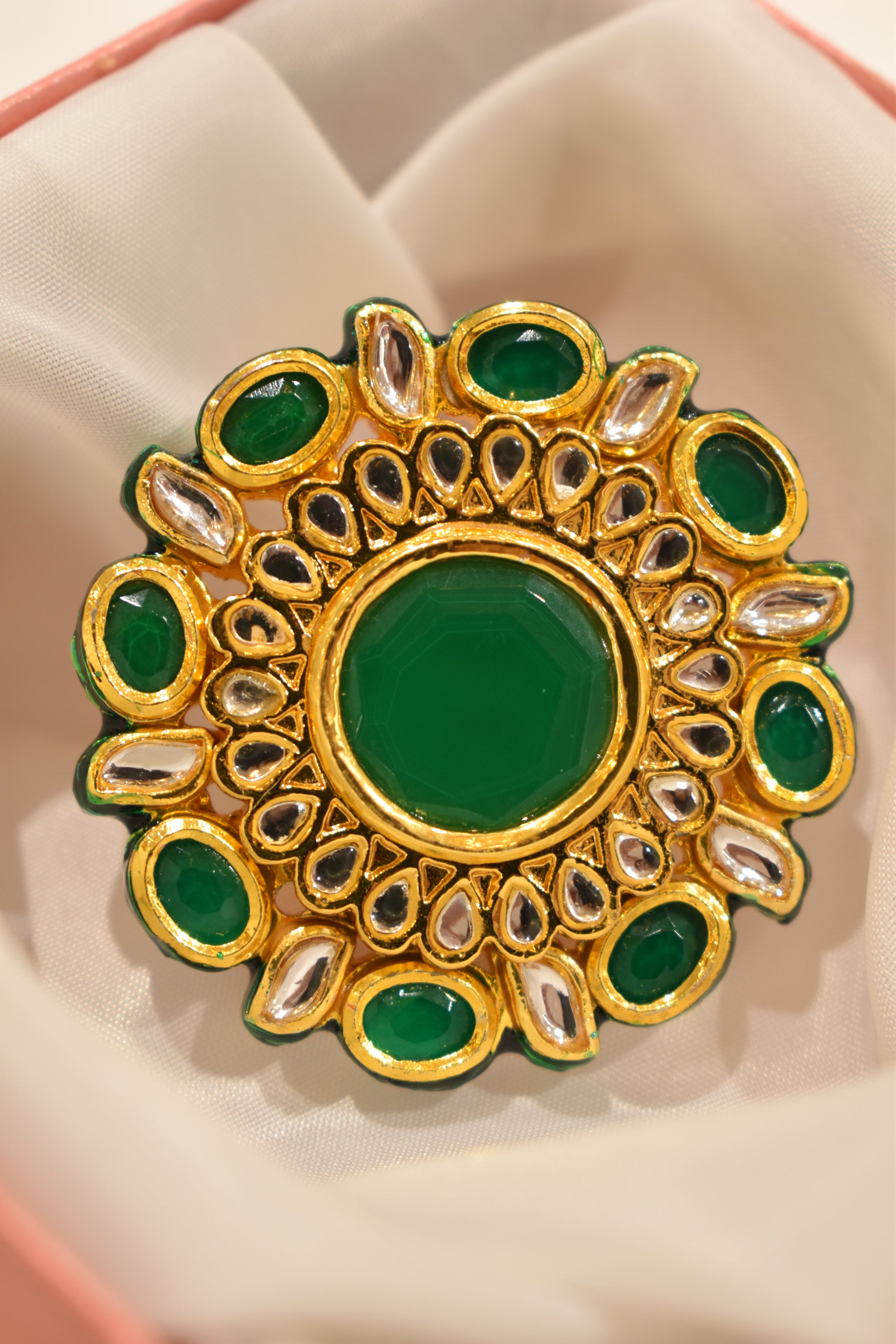 Kundan Green Ring