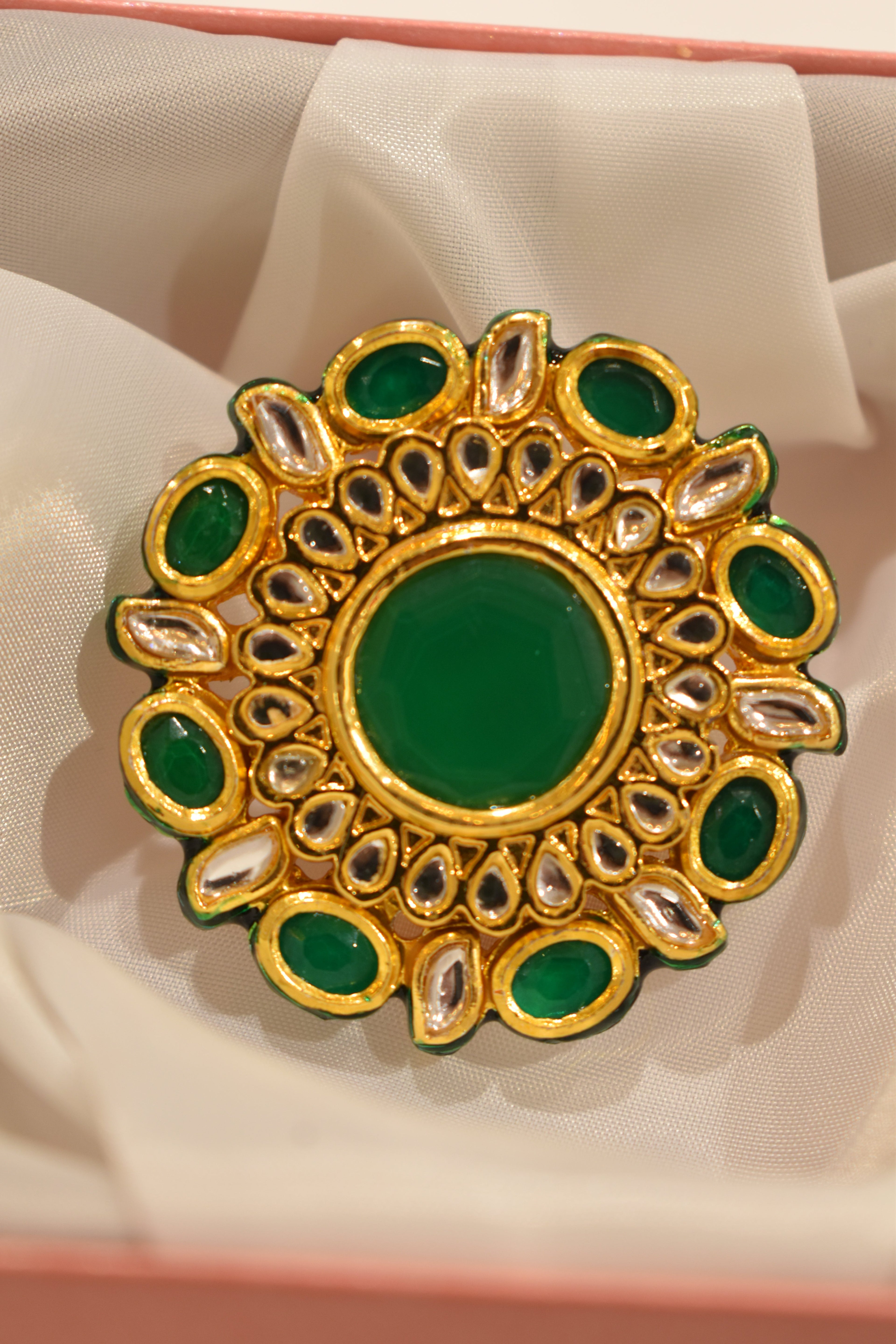 Kundan Green Ring