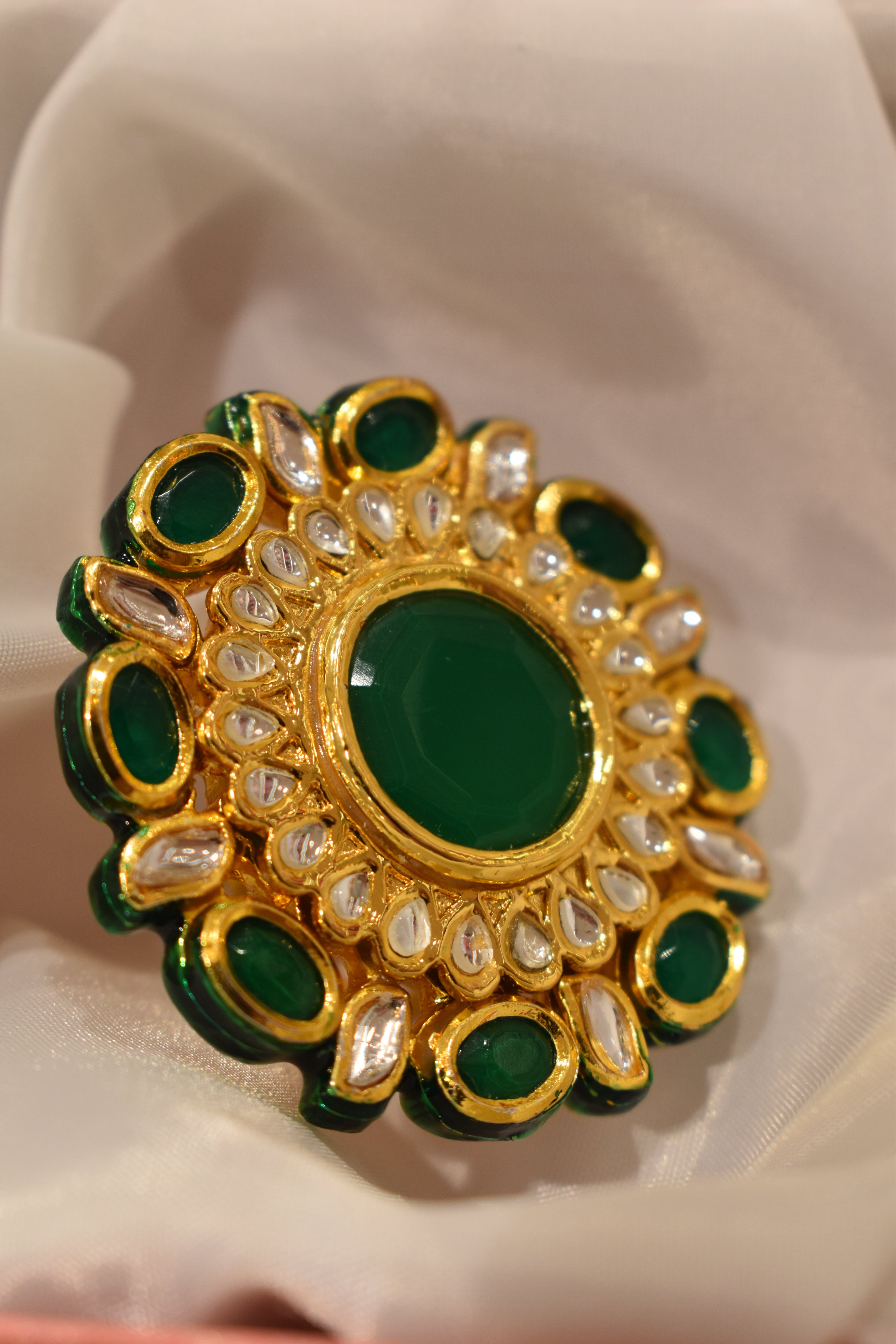 Kundan Green Ring