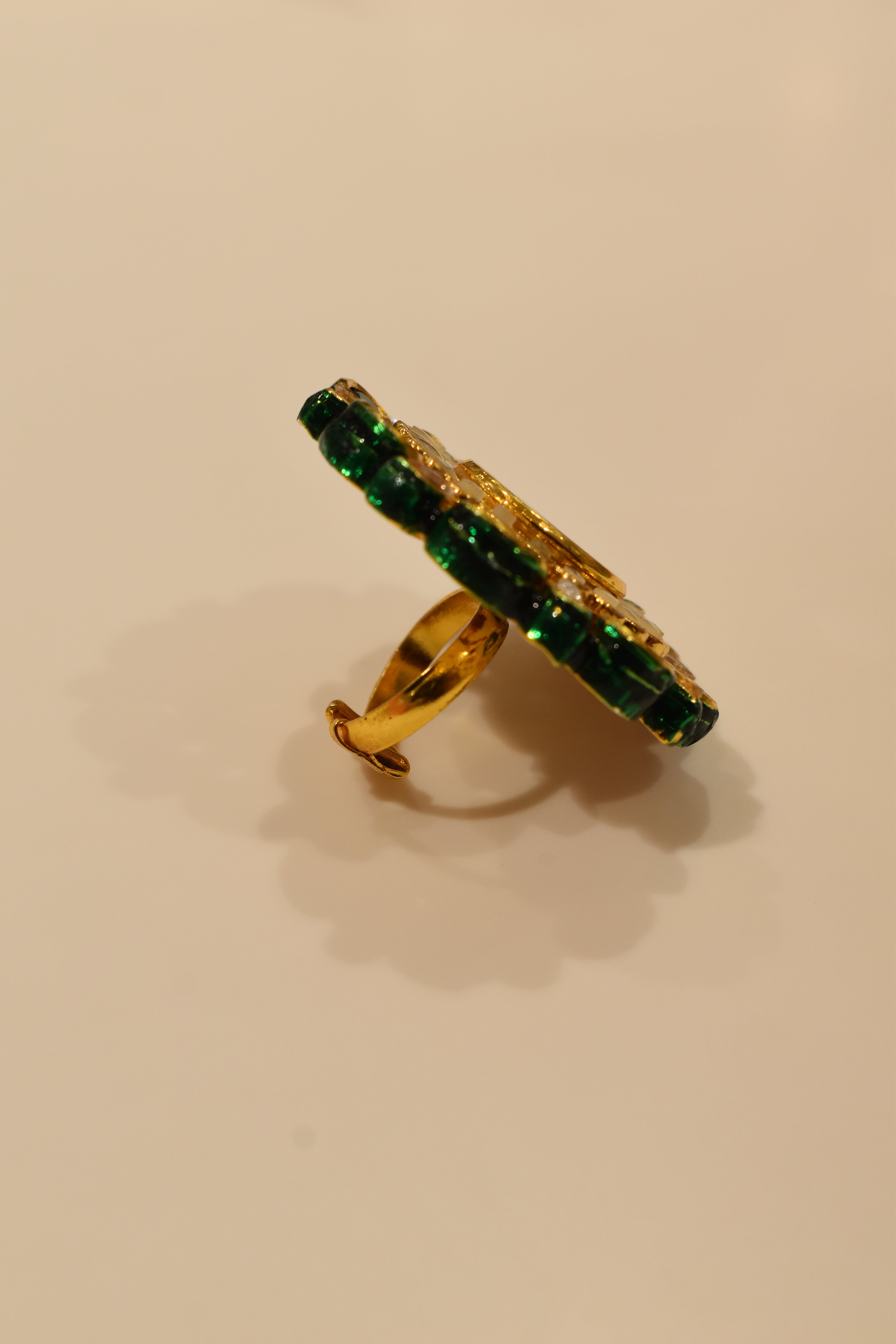 Kundan Green Ring