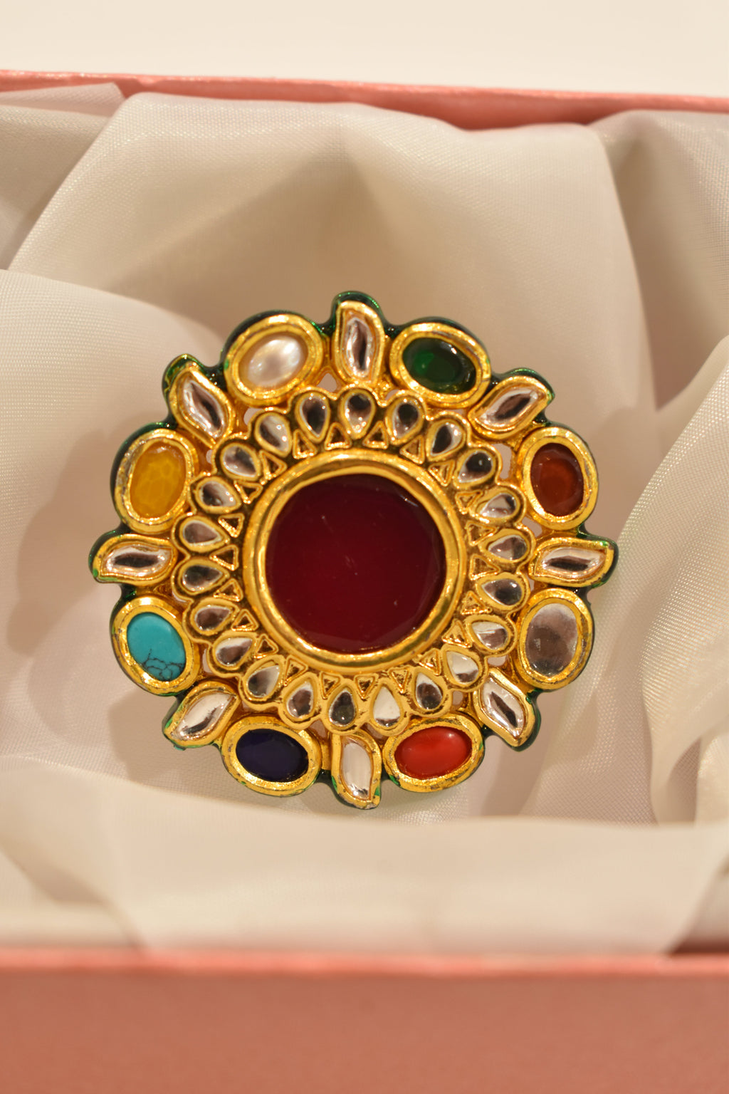 Multicolour Kundan Ring