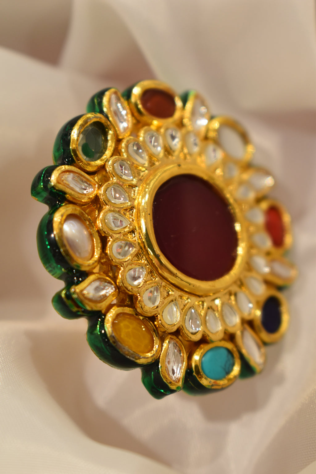Multicolour Kundan Ring