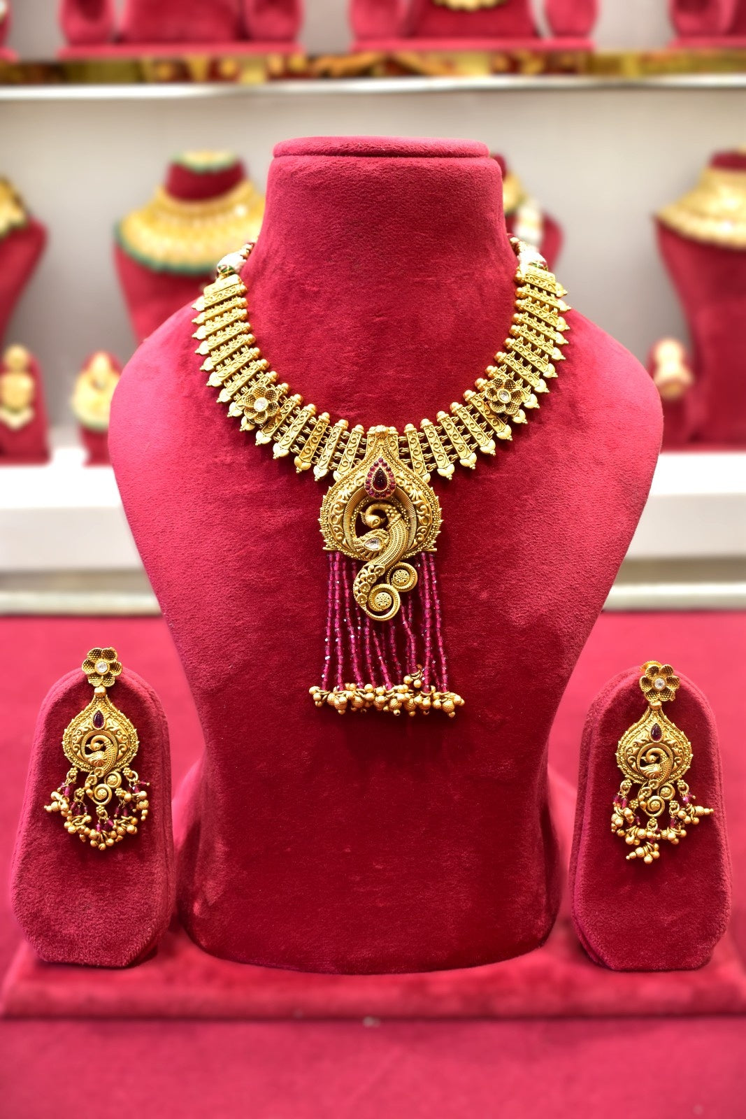 Peacock Temple Style Necklace