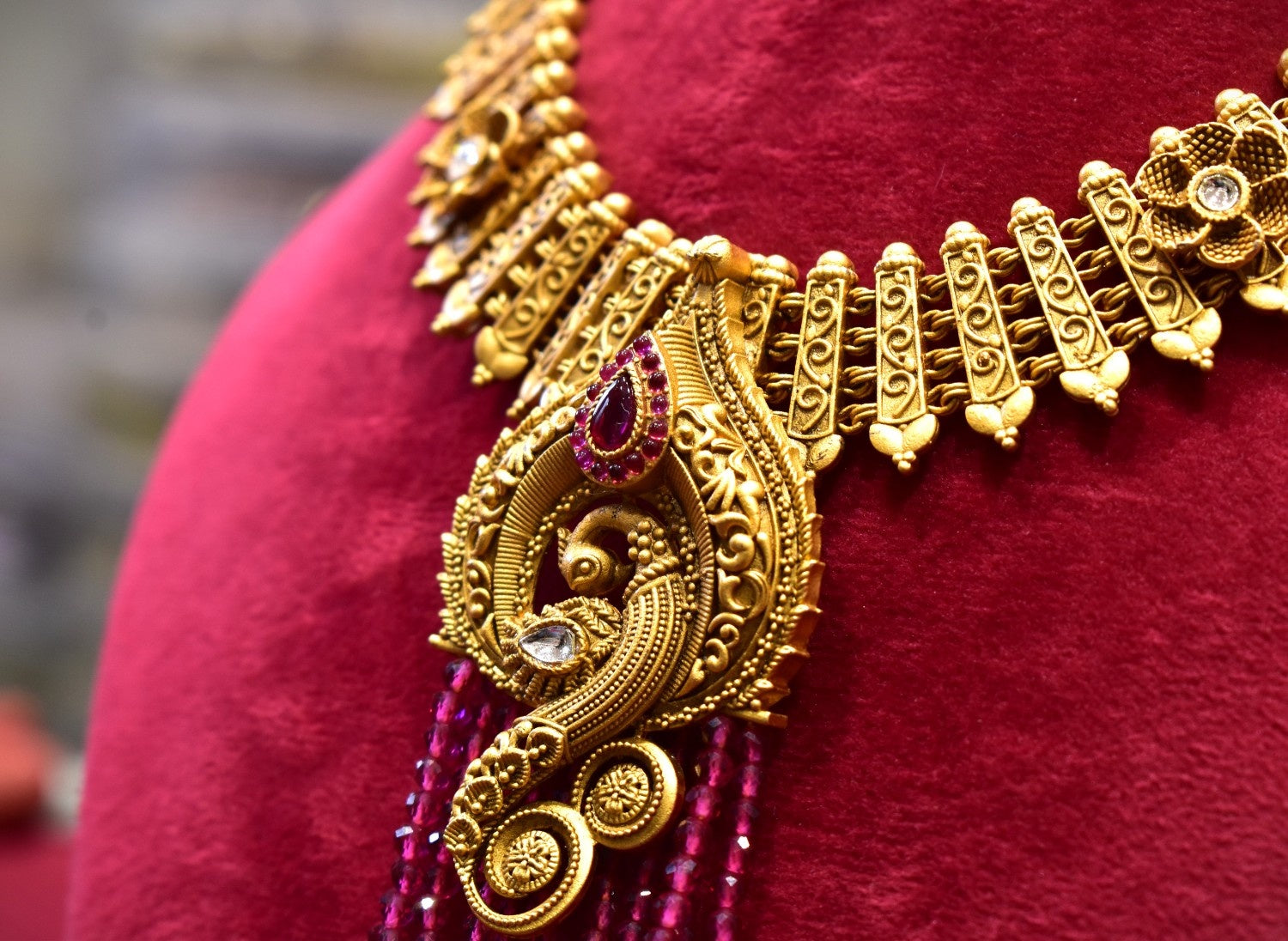 Peacock Temple Style Necklace