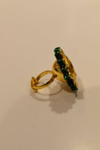 Mirror Style Green Kundan Ring