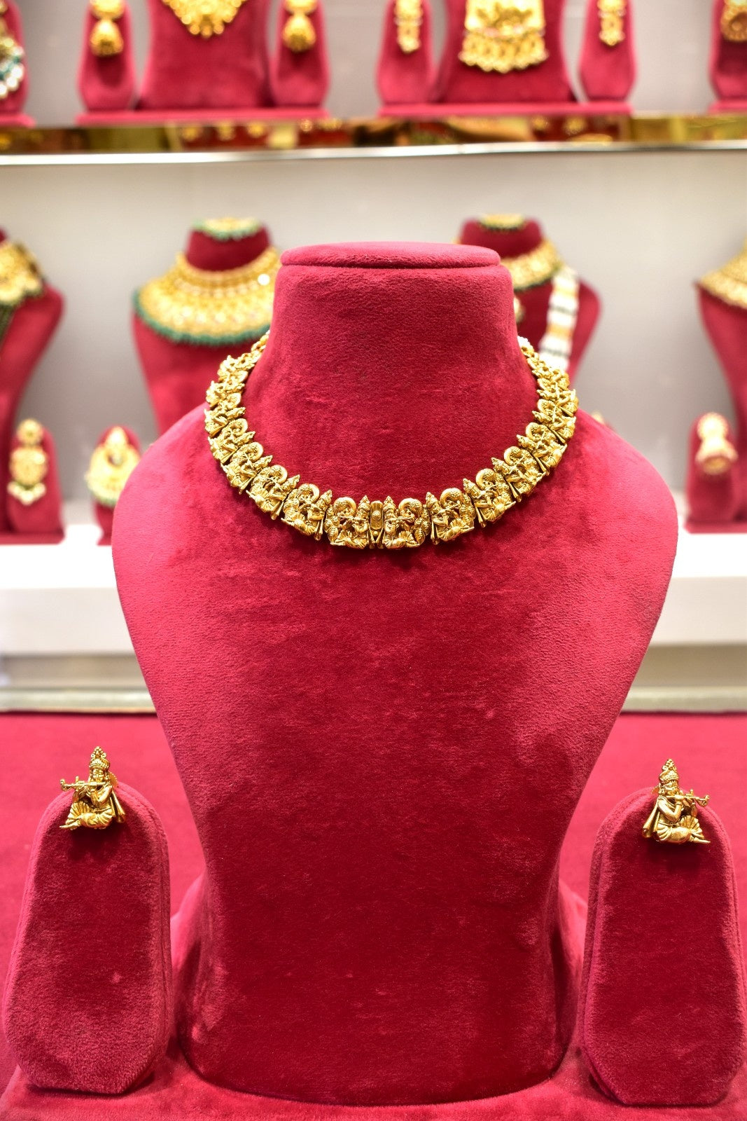 Krishna Ji With Flute Temple Necklace