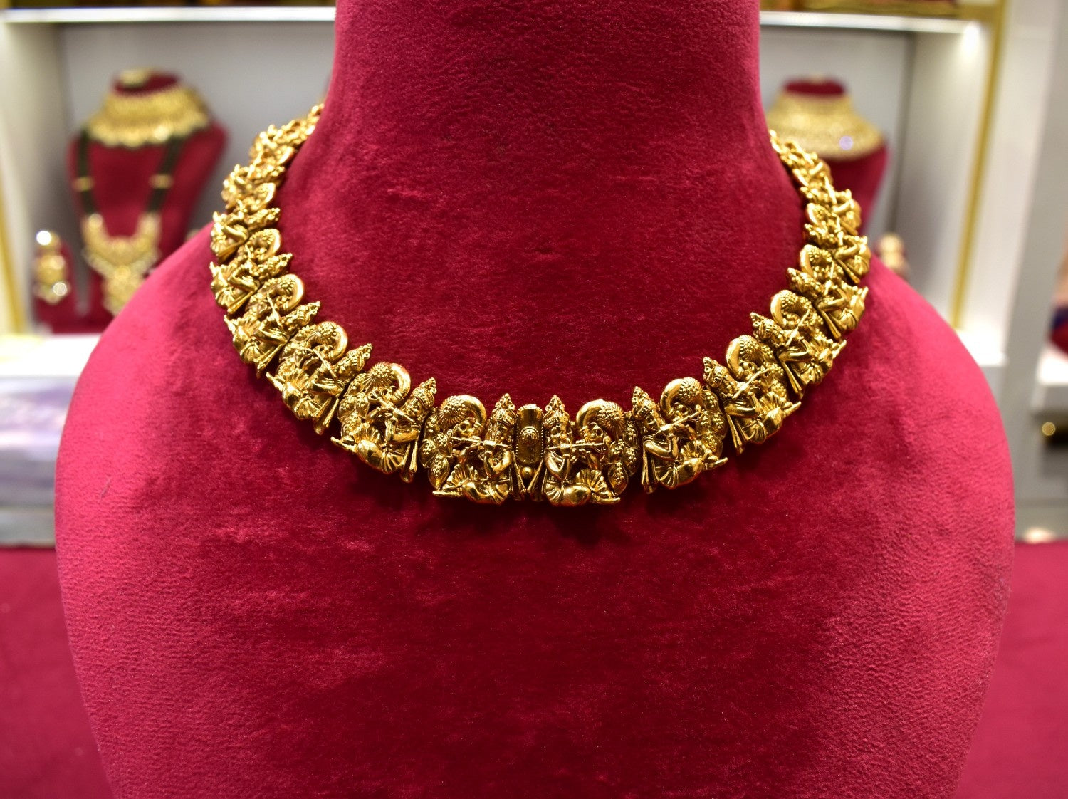 Krishna Ji With Flute Temple Necklace