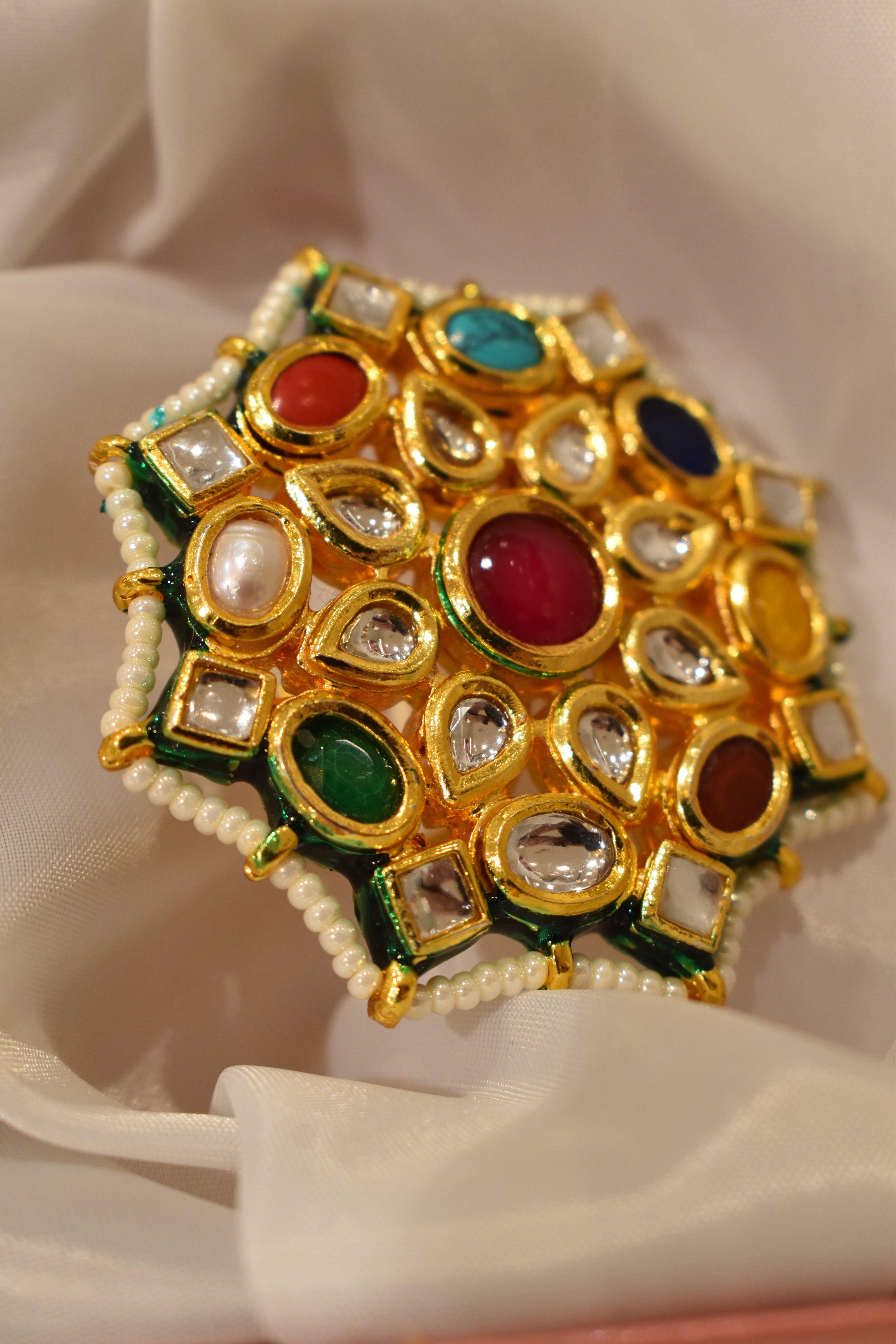 Multicolour Kundan Ring