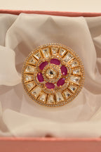 Pink Colour Kundan Ring