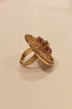 Pink Colour Kundan Ring