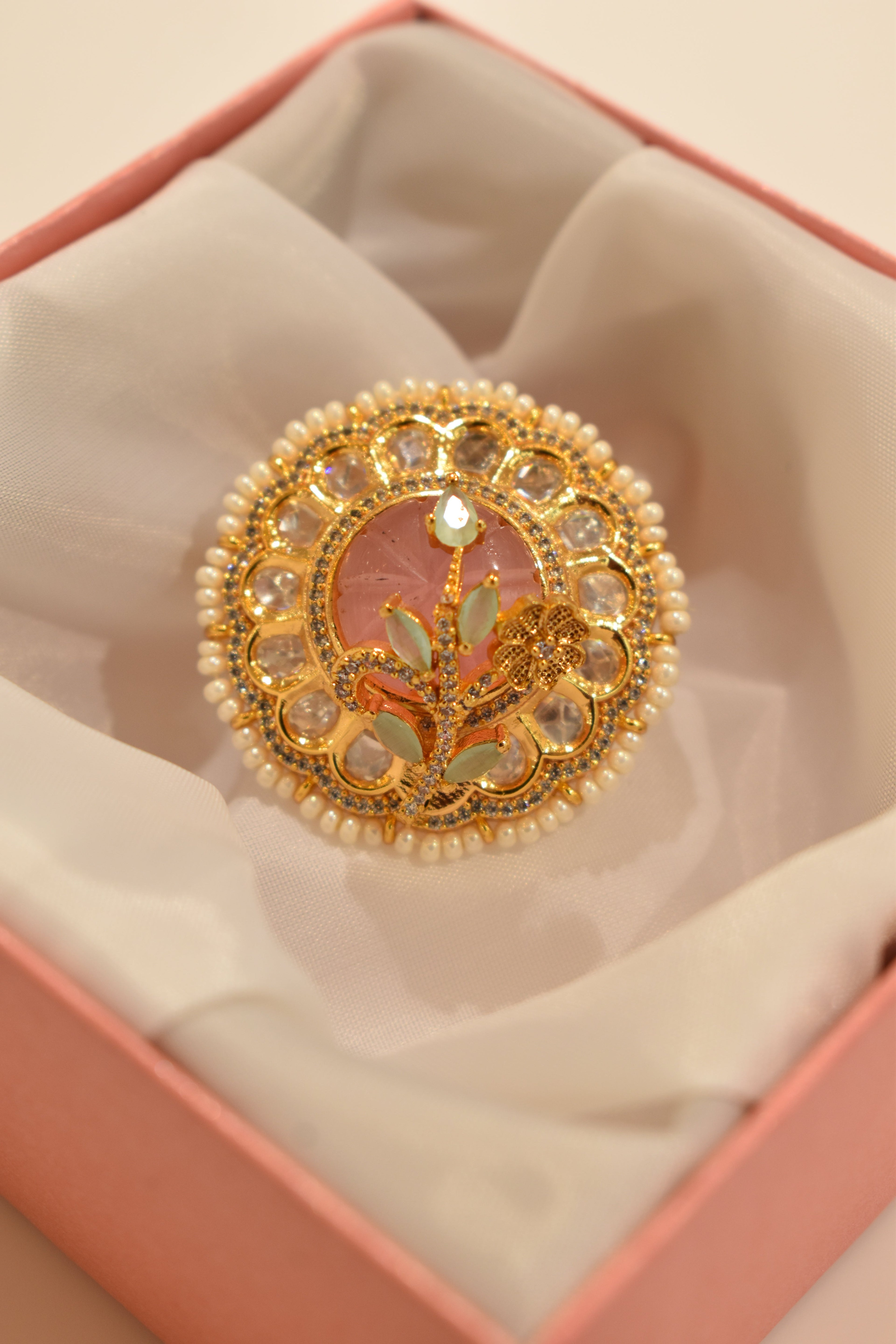 Beautiful Petal Kundan Ring