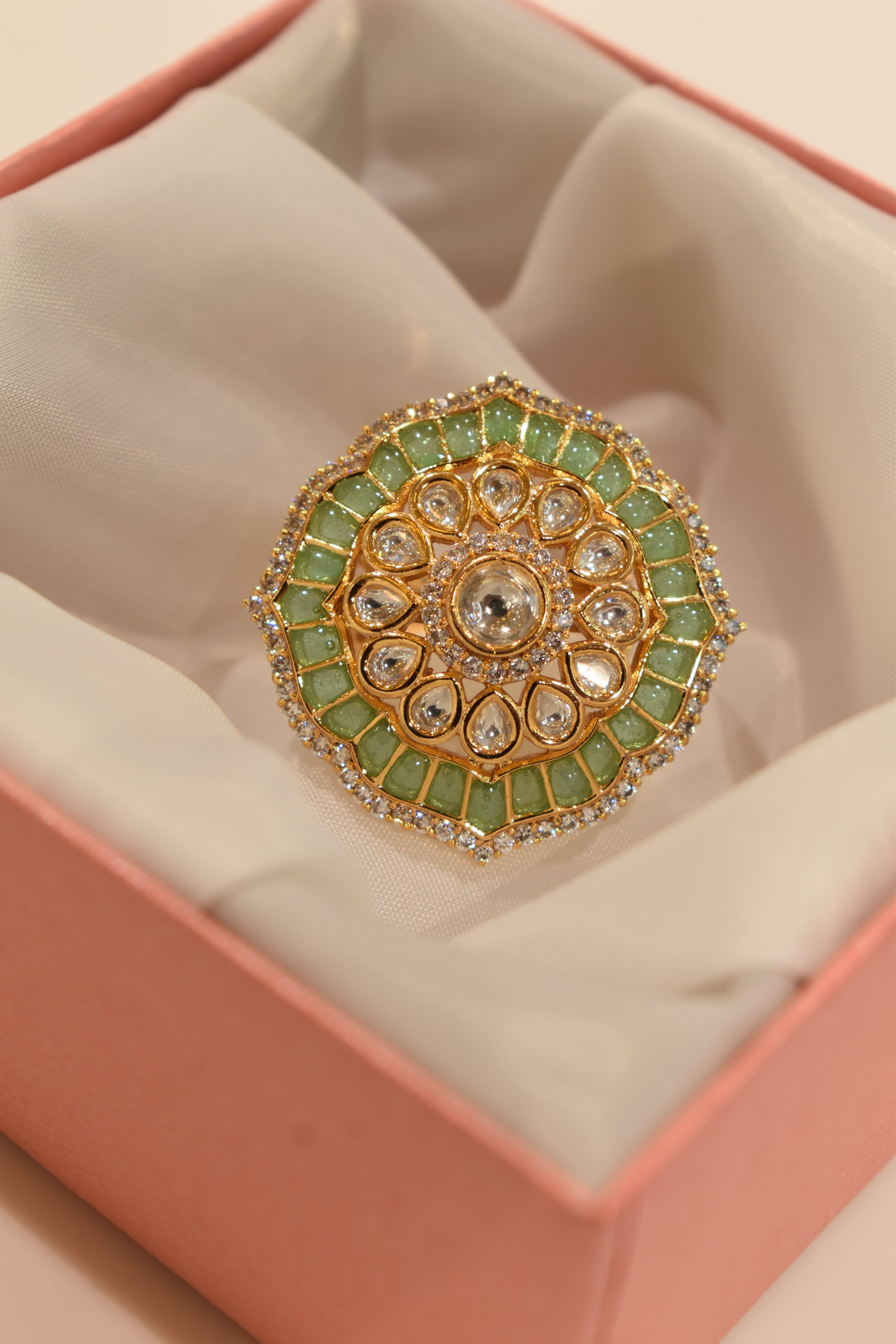 Light Green Kundan Ring