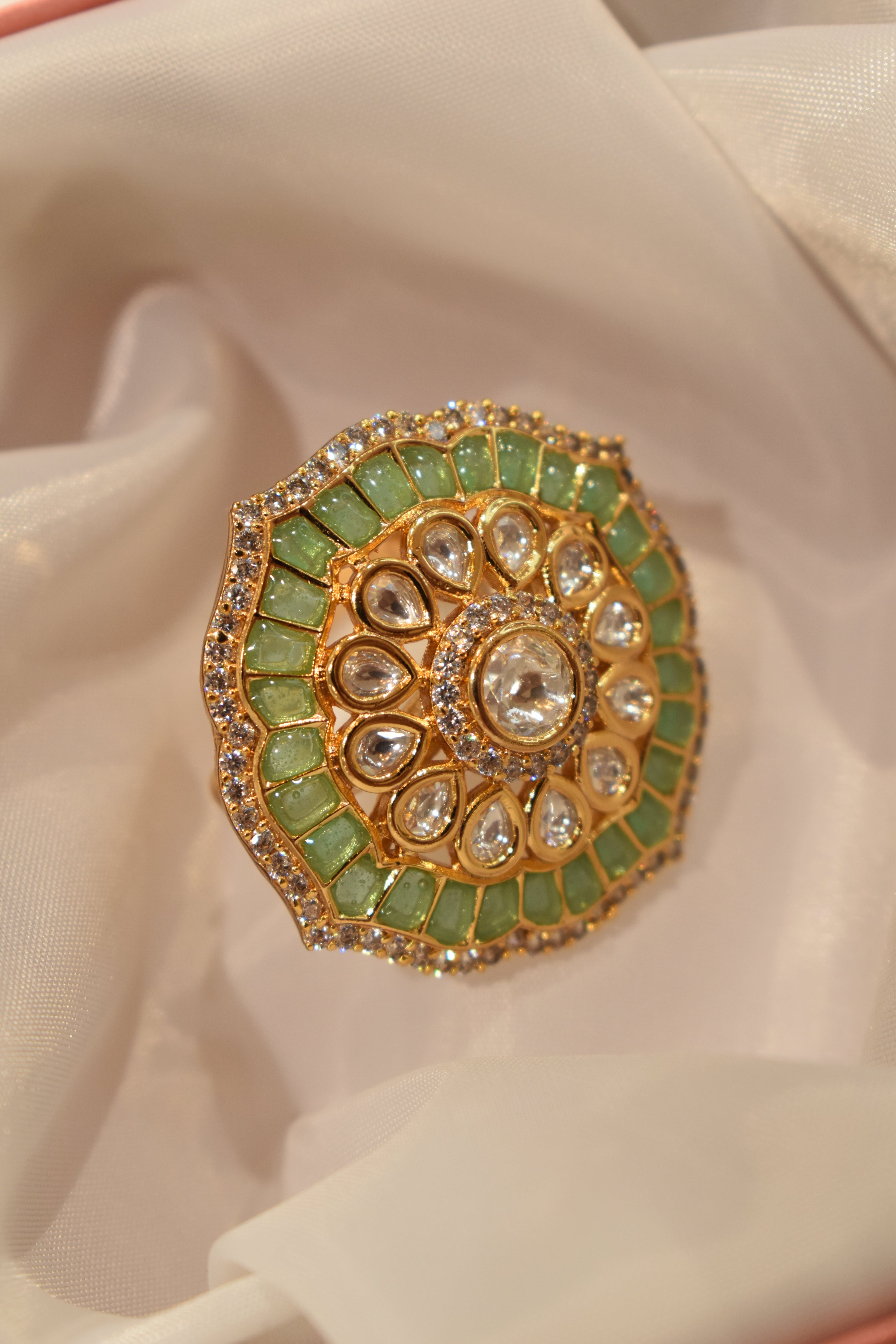 Light Green Kundan Ring
