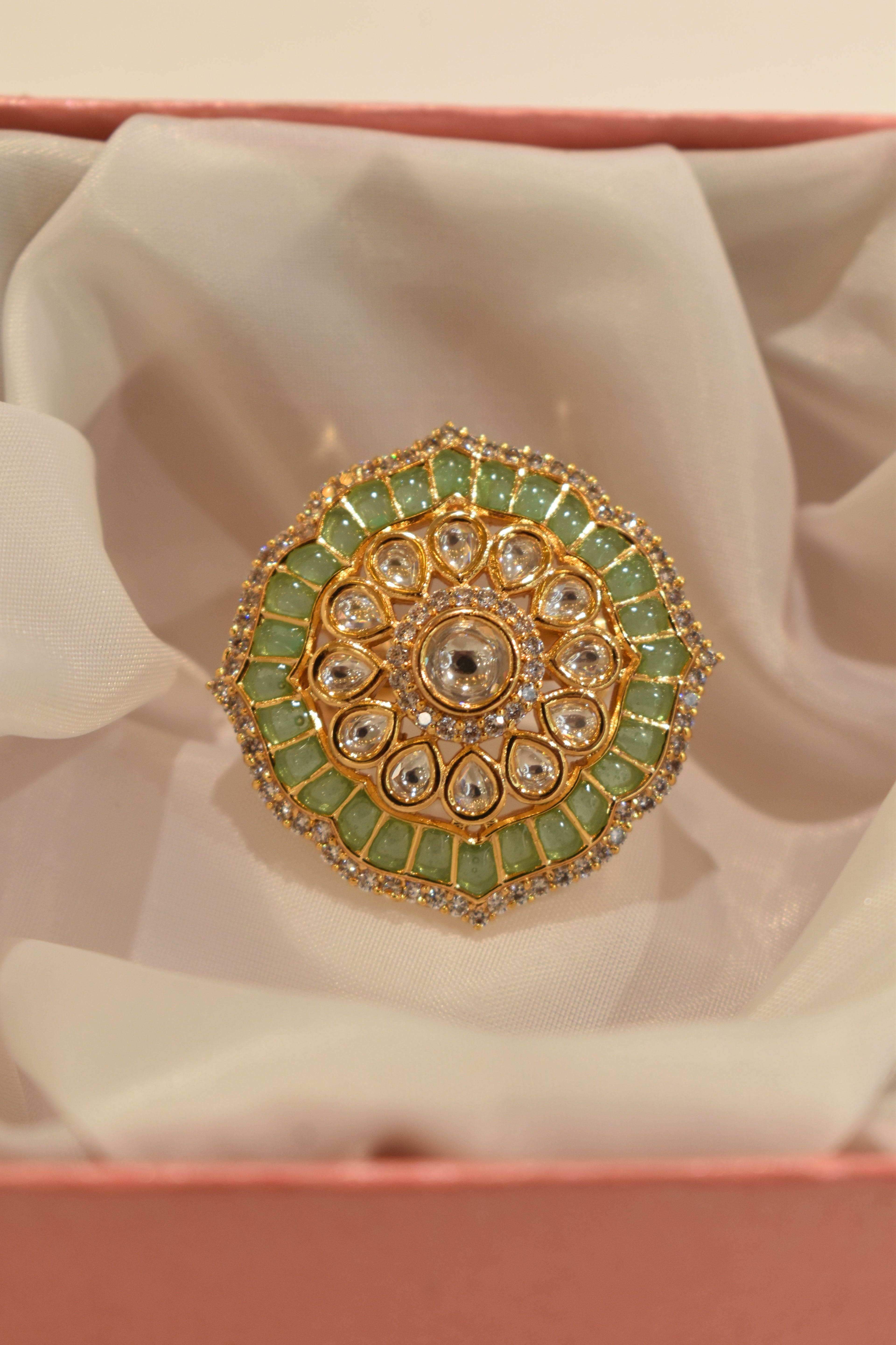 Light Green Kundan Ring