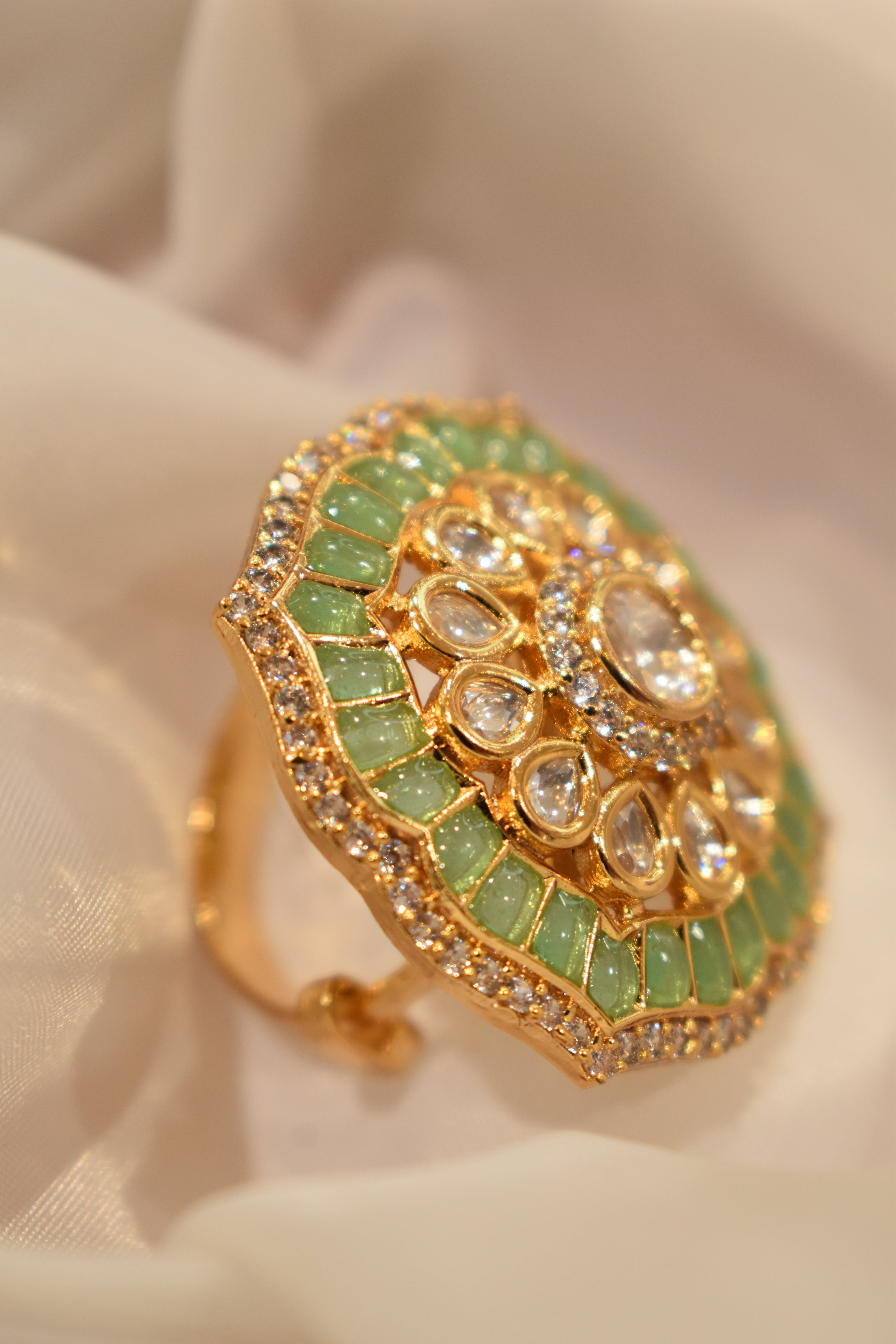 Light Green Kundan Ring