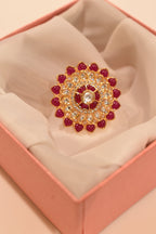Dark Pink Kundan Ring