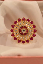 Dark Pink Kundan Ring