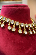 Low Neck Kundan Drop Dark Green Necklace