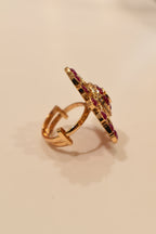Dark Pink Kundan Ring