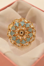 Sea Blue Beautiful Kundan Ring