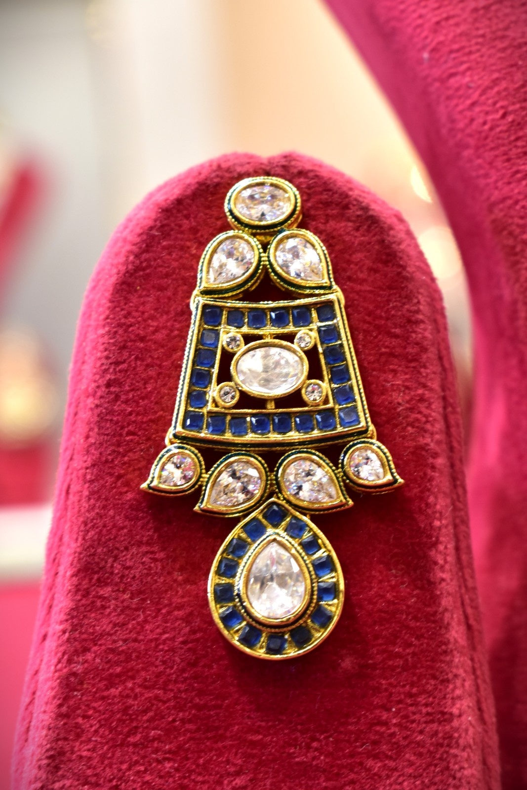 Kundan Drop Blue Necklace