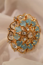 Sea Blue Beautiful Kundan Ring
