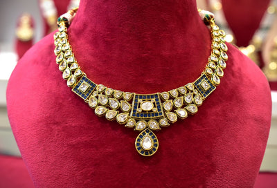 Kundan Drop Blue Necklace