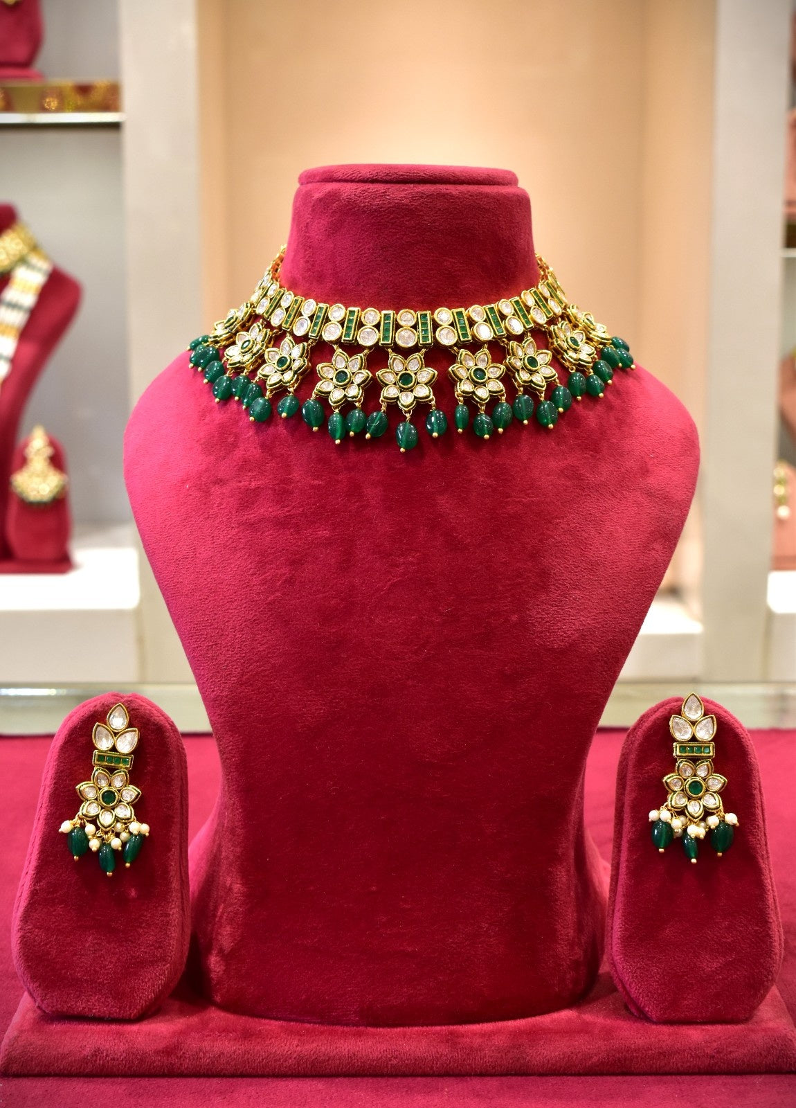 Kundan Green Stones Necklace