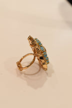 Sea Blue Beautiful Kundan Ring