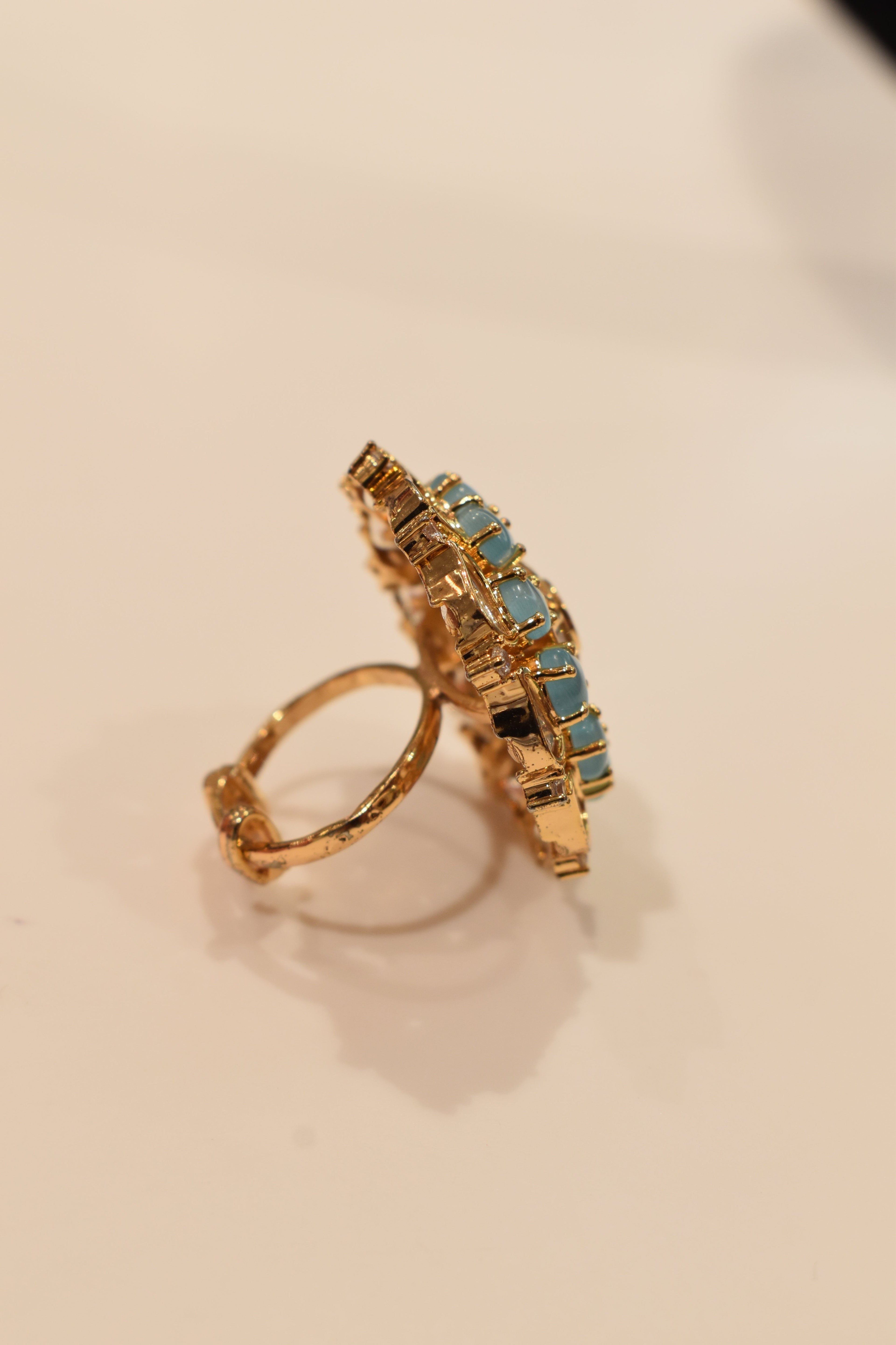 Sea Blue Beautiful Kundan Ring