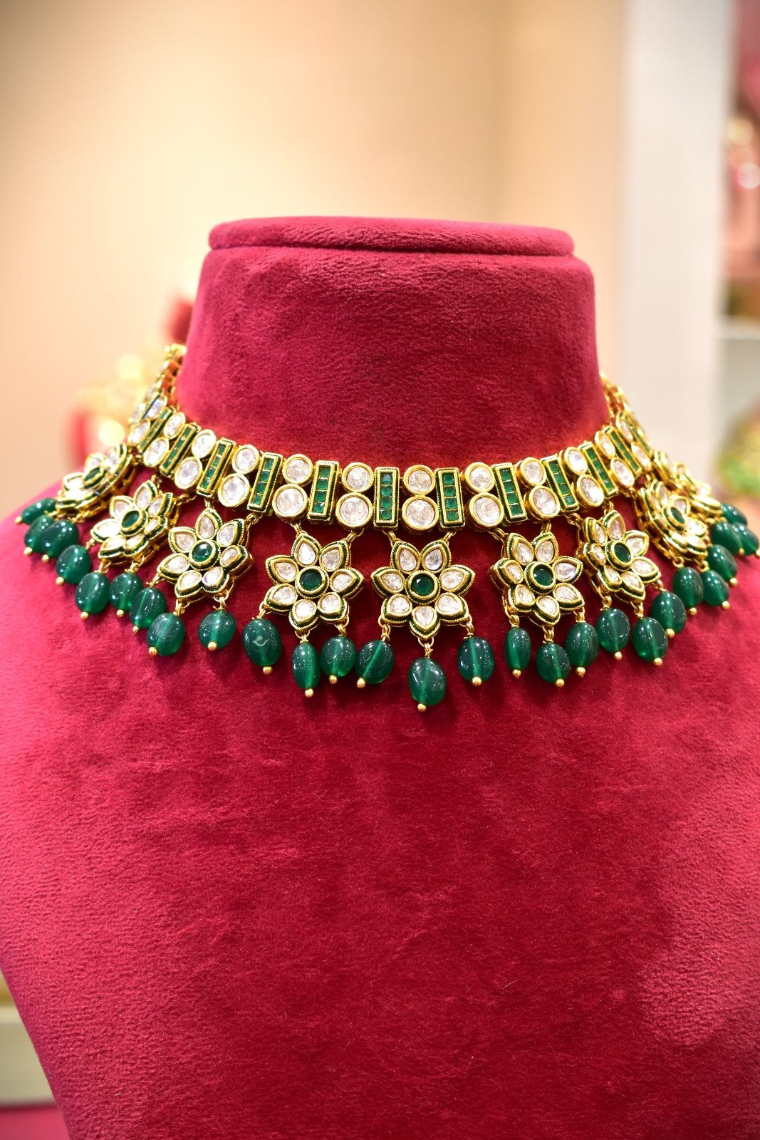 Kundan Green Stones Necklace