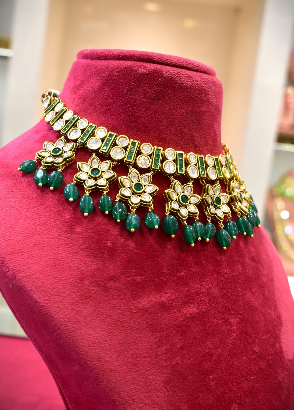 Kundan Green Stones Necklace