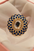 Dark Blue Kundan Stone Ring
