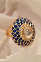 Dark Blue Kundan Stone Ring