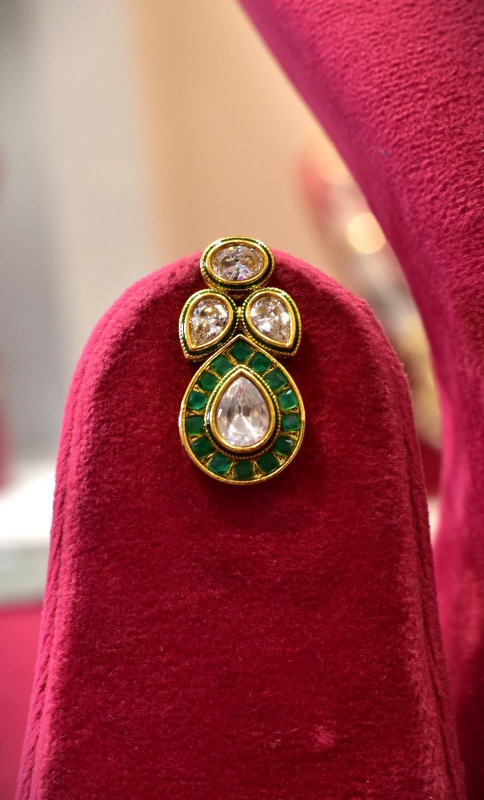 Low Neck Parrot Green Kundan Necklace