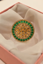 Green Kundan Stone Ring