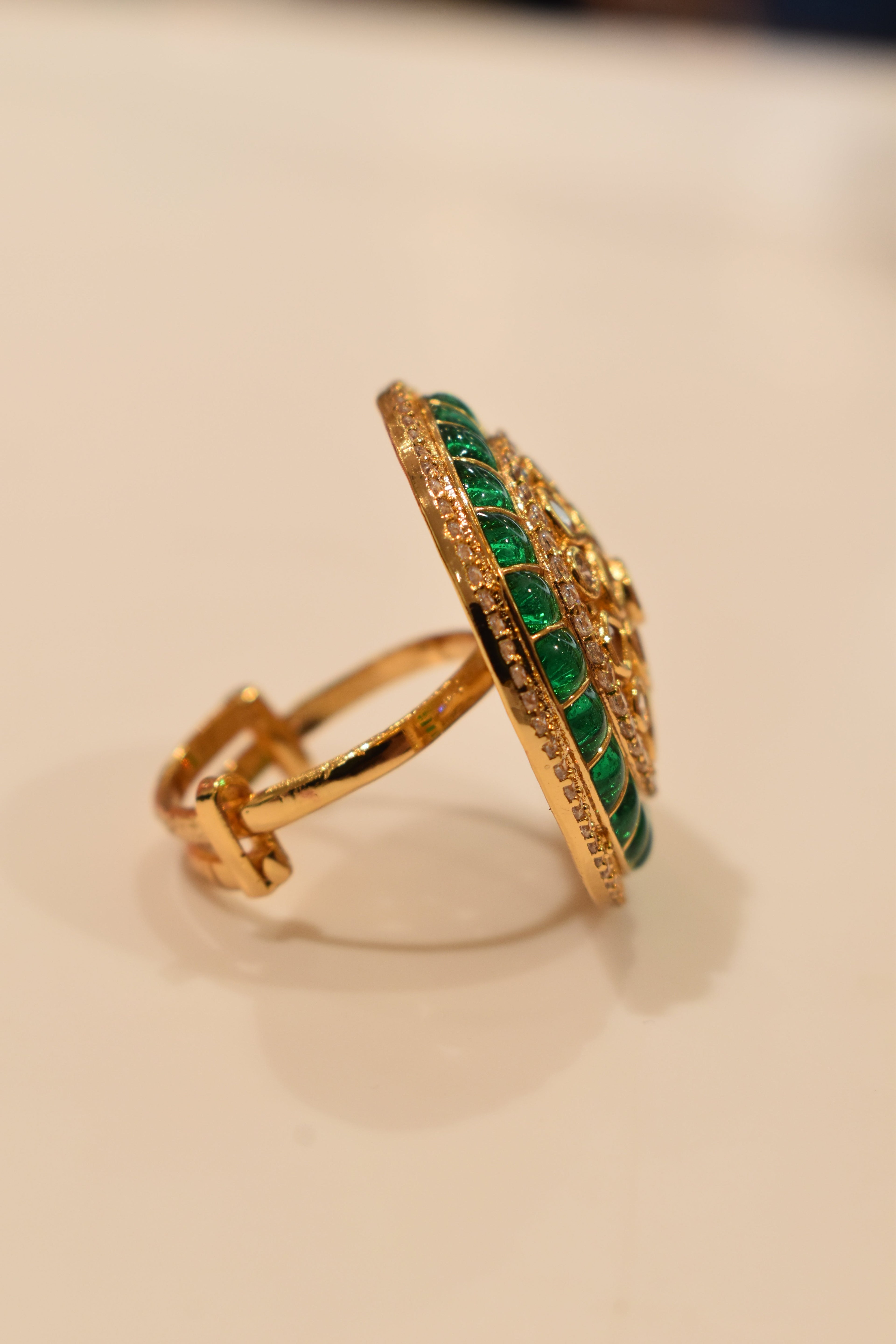 Green Kundan Stone Ring