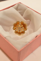 Beautiful Orange Kundan Work Ring