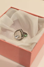 Classic Kundan Single Stone Green Coloured Design Ring