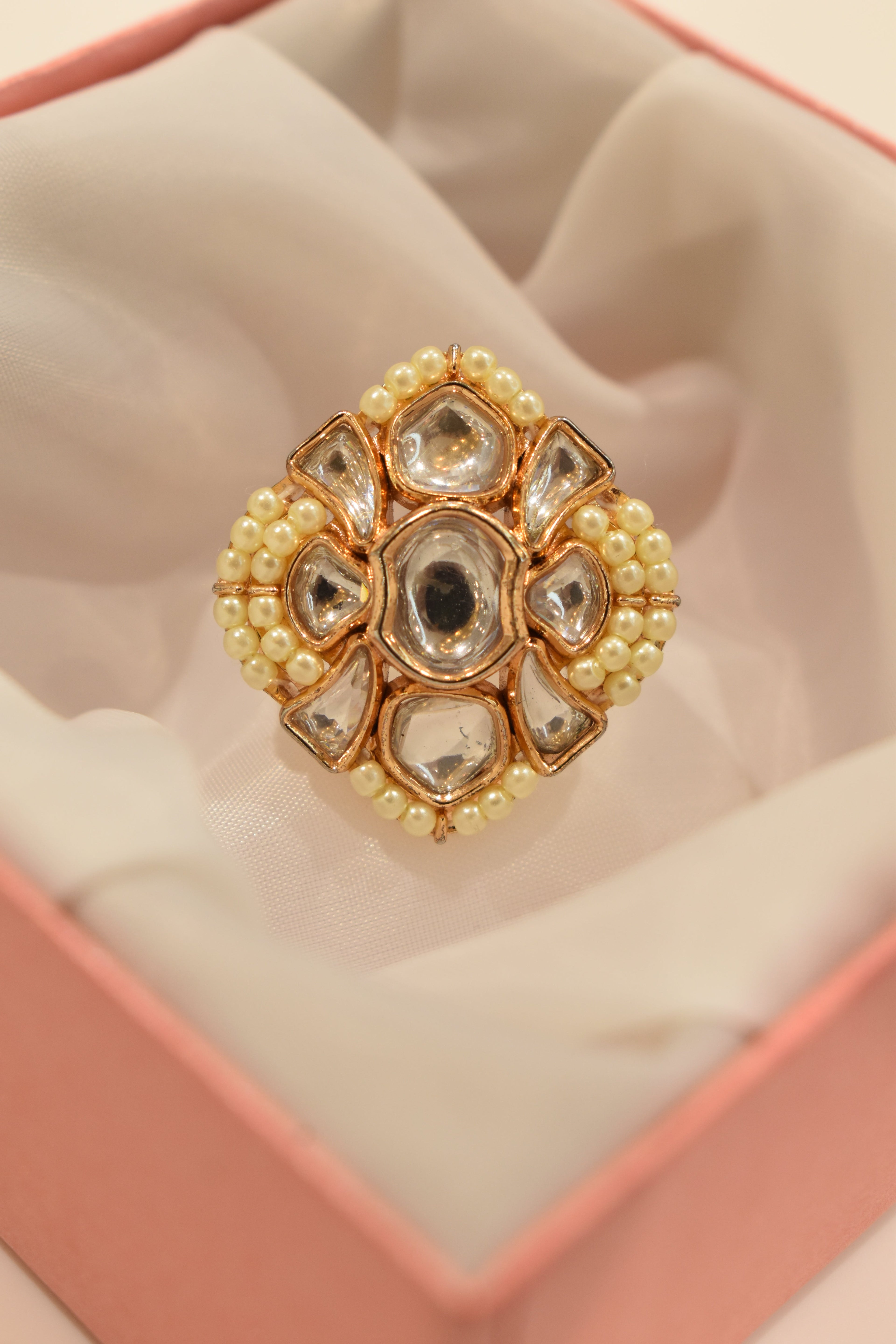 White Pearl Kundan Ring